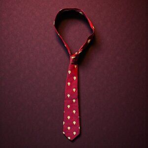 Fortune Mens Maroon & Gold Snowflake Pattern Tie 100% Polyester